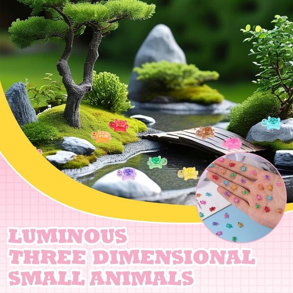 100 Mini Animali in Resina Fosforescente per Giardini, Case delle Bambole e Decorazioni