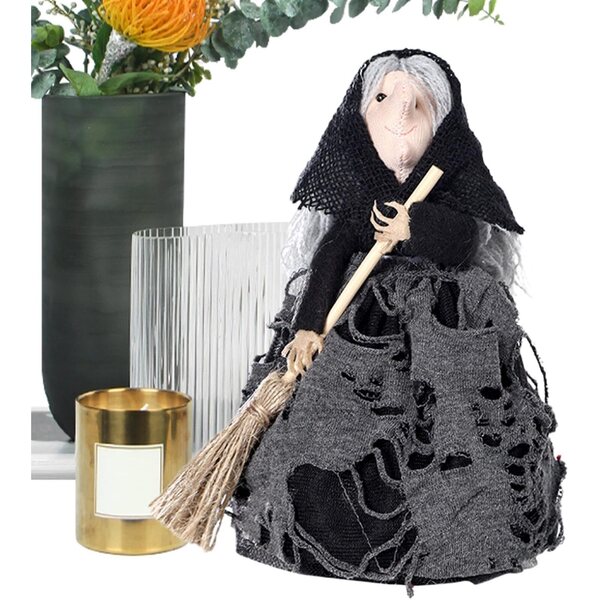 Bambola di Strega Halloween Horror fatta a mano 16,5x7 cm, decorazione paurosa