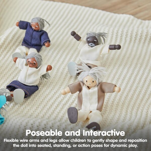 PlanToys Grand Father poupée en bois durable teint foncé 1:12