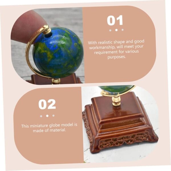 Mini globo ornamentale in metallo scala 1:12 per casa delle bambole e decorazioni