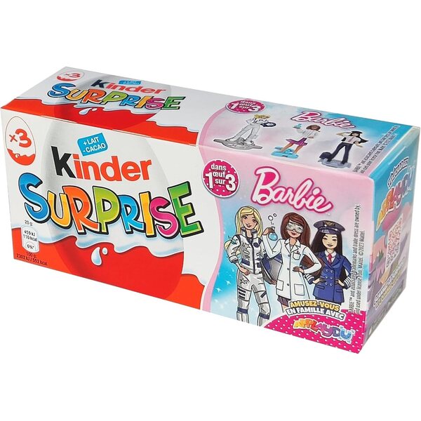 Kinder-Überraschungsei 20 g – Packung mit 3 Eiern mit Barbie-Überraschung