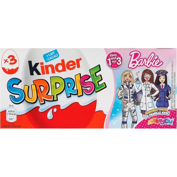Kinder-Überraschungsei 20 g – Packung mit 3 Eiern mit Barbie-Überraschung