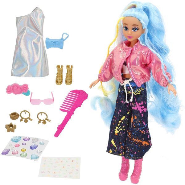 ColorBaby Dreameez 30 cm große Puppe mit blauen Haaren und kreativem interaktivem Zubehör