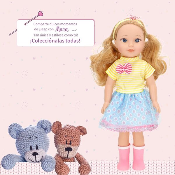 ColorBaby Mara, 36 cm große Gliederpuppe mit blonden Haaren und Kleidung inklusive