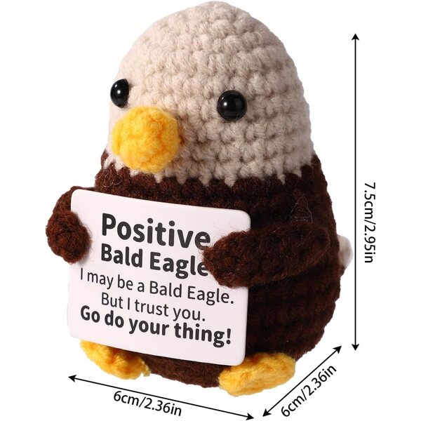 TOYMIS Gehäkelter Weißkopfseeadler mit ermutigender Karte, kreatives Geschenk