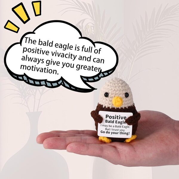 TOYMIS Gehäkelter Weißkopfseeadler mit ermutigender Karte, kreatives Geschenk