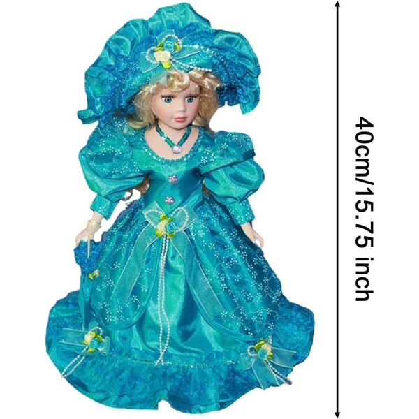 F Fityle Porzellanpuppe, 40 cm groß, mit Vintage-Abendkleid für Heimdekoration
