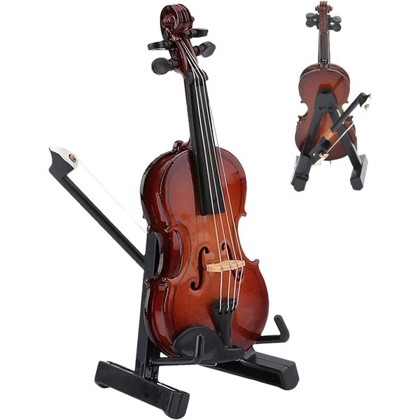 Violino in miniatura in legno decorativo, design dettagliato e raffinato, perfetto per la casa