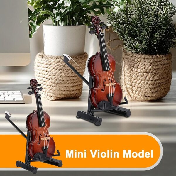 Violino in miniatura in legno decorativo, design dettagliato e raffinato, perfetto per la casa