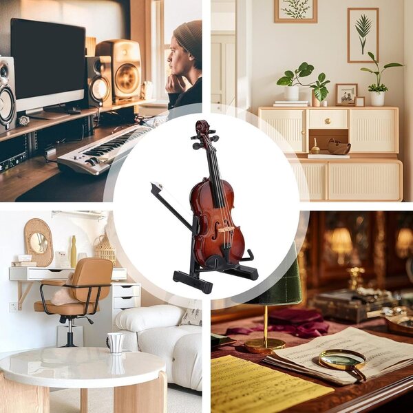 Violino in miniatura in legno decorativo, design dettagliato e raffinato, perfetto per la casa