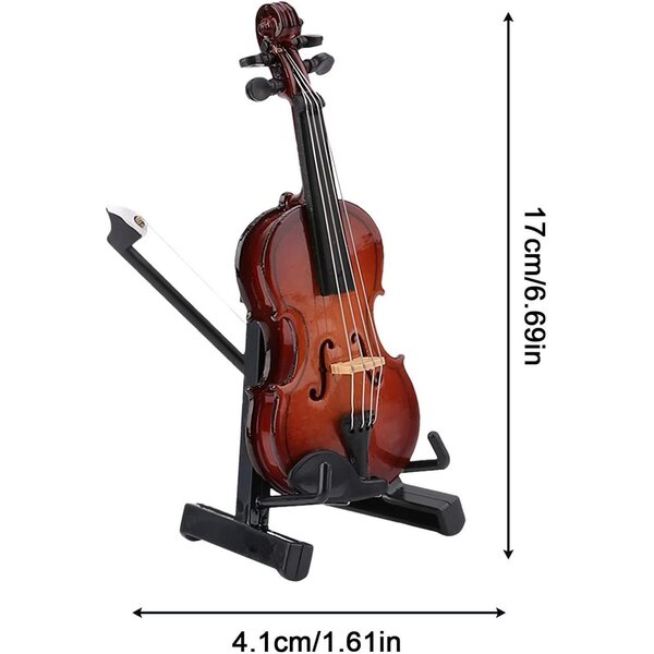Violino in miniatura in legno decorativo, design dettagliato e raffinato, perfetto per la casa