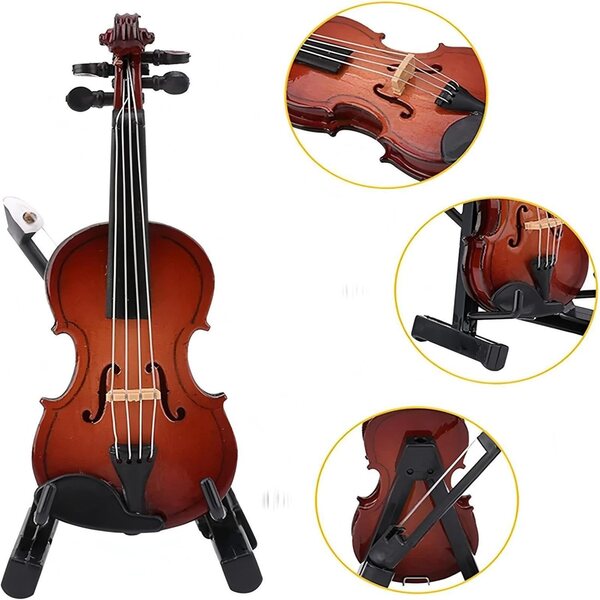 Violino in miniatura in legno decorativo, design dettagliato e raffinato, perfetto per la casa