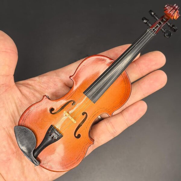Violino in miniatura in legno decorativo, design dettagliato e raffinato, perfetto per la casa