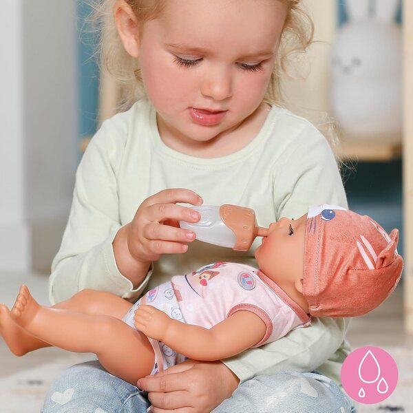 BABY born Lena 36 cm mit Katzen-Strampler, Puppe für Kinder ab 1 Jahr mit 7 Funktionen ohne Batterien