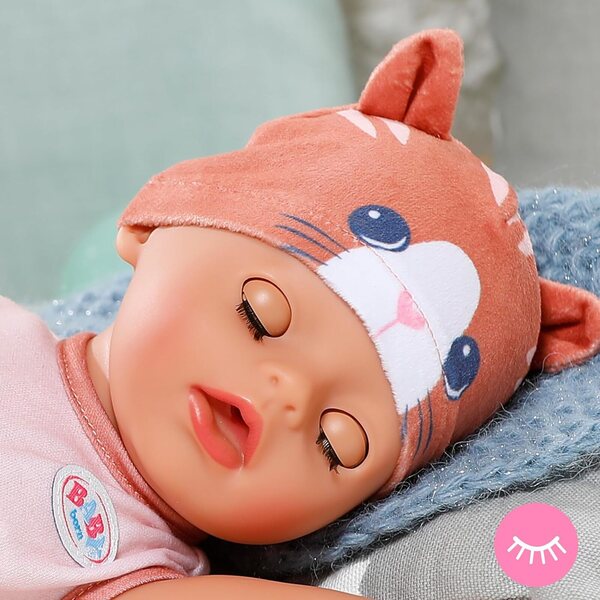 BABY born Lena 36 cm mit Katzen-Strampler, Puppe für Kinder ab 1 Jahr mit 7 Funktionen ohne Batterien