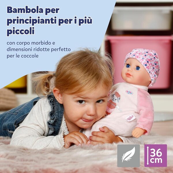 BABY Anna: 36 cm große Puppe mit weichem Körper, schließenden Augen, rosa Strampler und Flasche
