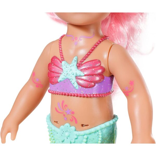 BABY born Little Sister Meerjungfrau 46 cm mit glitzernder Flosse und Haaren zum Kämmen