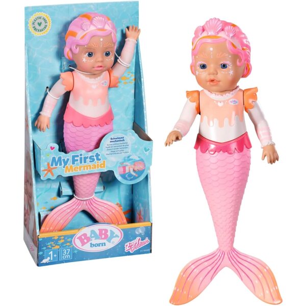 BABY born My First Mermaid 37cm – Schwimmende Badepuppe ohne Batterien