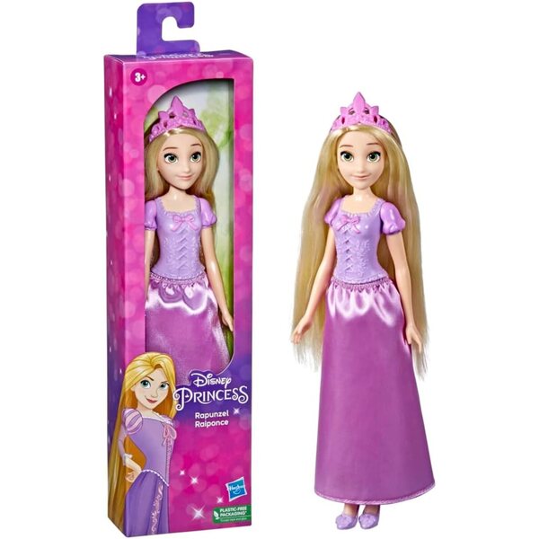 Bambola Disney Princess Rapunzel con Abito e Accessori, Capelli Lunghi 28 cm