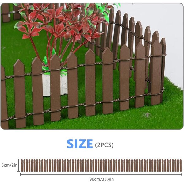 Aolso Holzzaun für Puppenhaus, 2 Stück 90 cm Miniaturdekoration