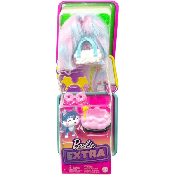 Barbie Extra durchscheinender blauer Husky-Welpe mit einzigartigen Modeaccessoires
