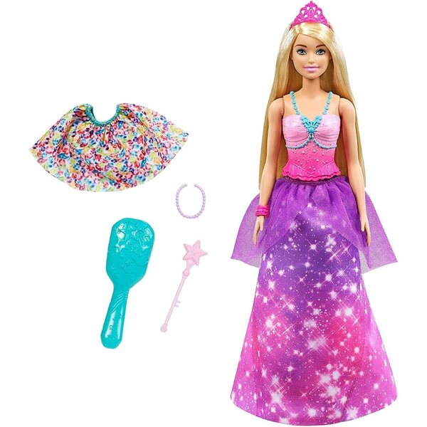 Barbie Dreamtopia 2in1 Prinzessin und Meerjungfrau mit 3 Outfits und Accessoires für Kinder ab 3 Jahren