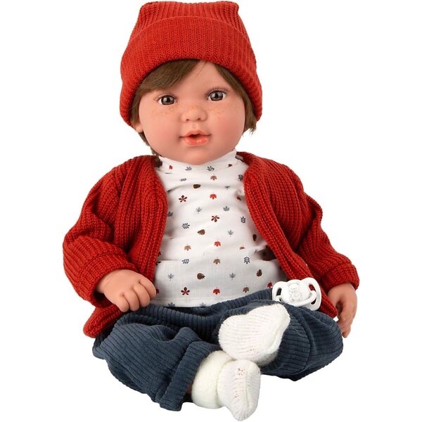 Arias Elegance Iria Doll 45 cm with 14 Sounds, Red and Blue Velvet Dress