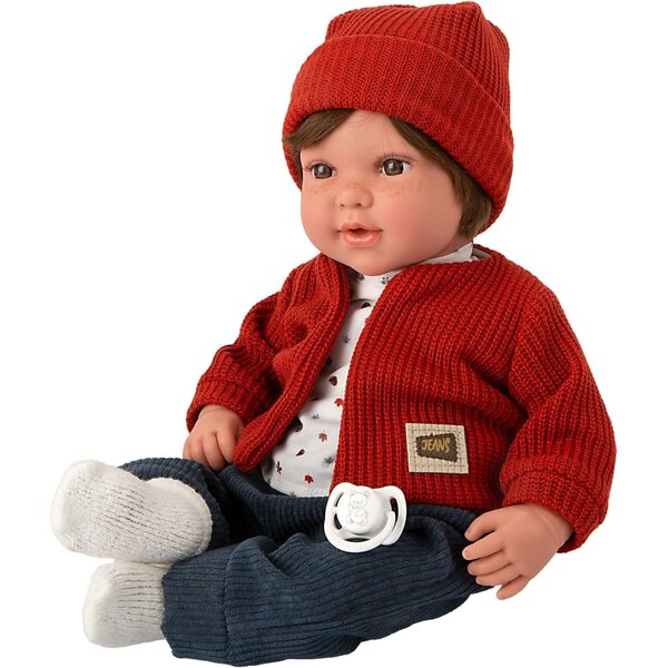 Arias Elegance Iria Doll 45 cm with 14 Sounds, Red and Blue Velvet Dress