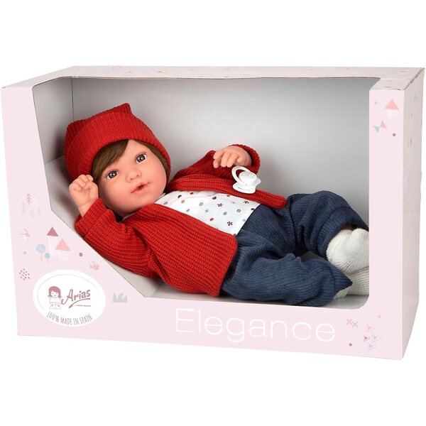 Arias Elegance Iria Doll 45 cm with 14 Sounds, Red and Blue Velvet Dress