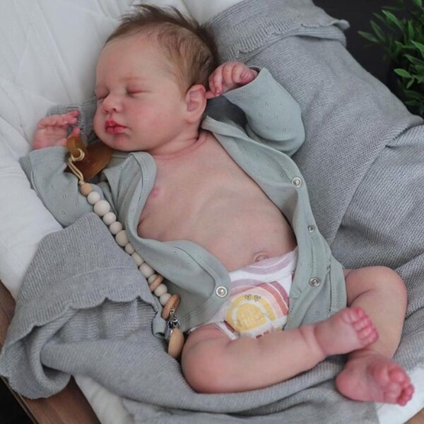 20" anatomisch korrekte, lebensechte Silikon-Reborn-Babypuppe mit handgewurzeltem Haar