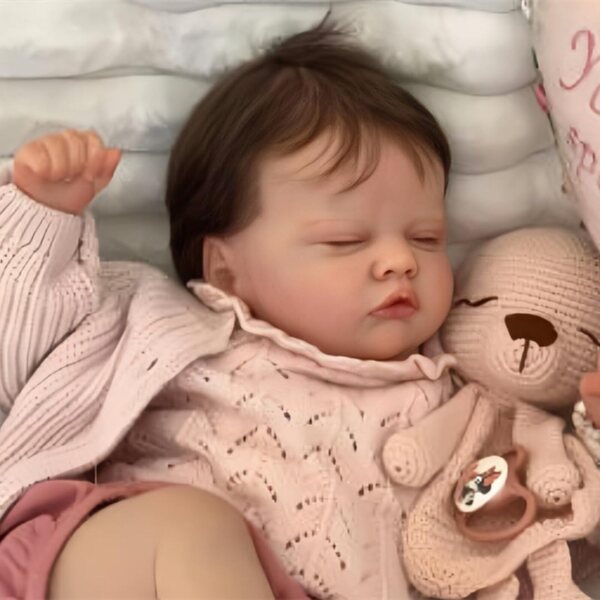 Wiedergeborene weibliche Puppe 46 cm, realistischer weicher Körper aus handgefertigtem Hengluck-Stoff