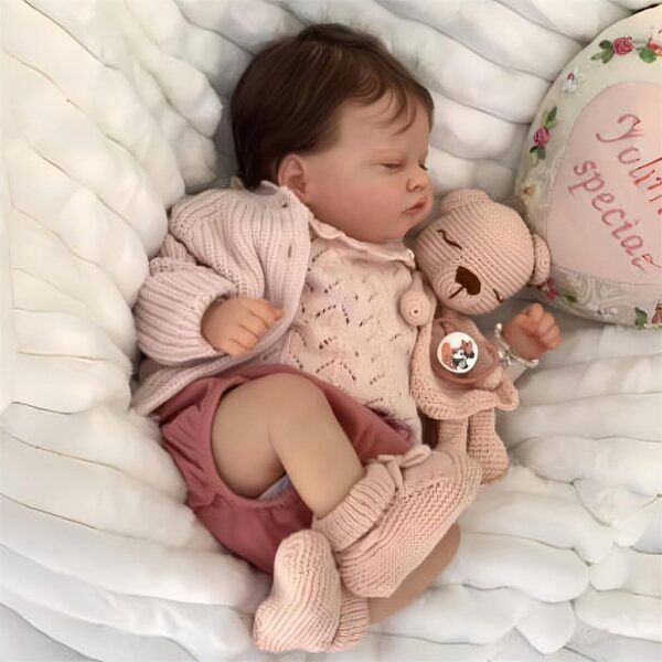 Wiedergeborene weibliche Puppe 46 cm, realistischer weicher Körper aus handgefertigtem Hengluck-Stoff