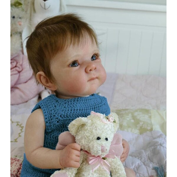 Realistische 48 cm große weibliche Ganzkörper-Silikon-Rebornpuppe mit komplettem Zubehör