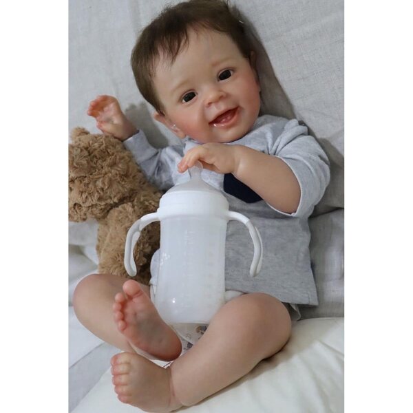 55 cm große wiedergeborene männliche Puppe aus Silikon und weichem Vinyl, beweglicher Körper und handwaschbar