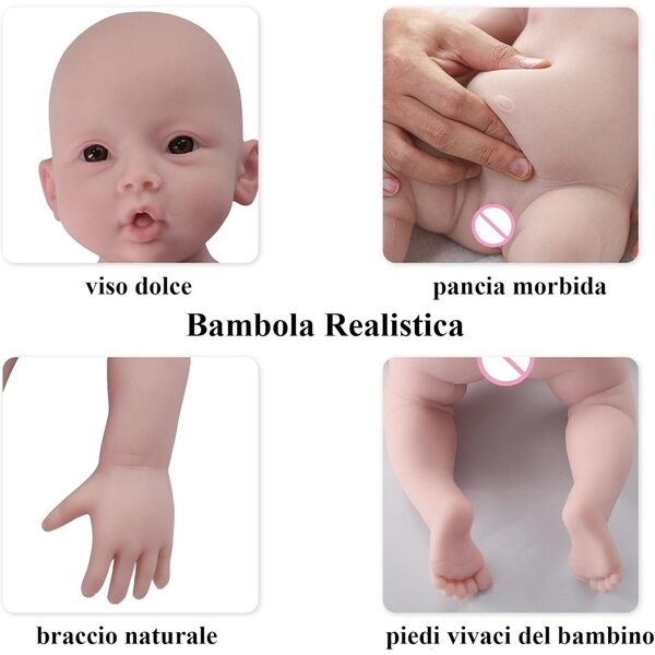 Realistische und weiche 18,5-Zoll-Silikon-Neugeborenenpuppe, Yuewen