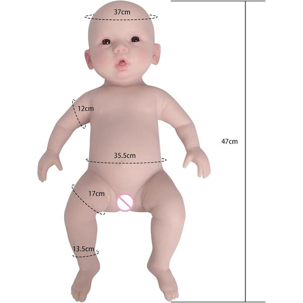Realistische und weiche 18,5-Zoll-Silikon-Neugeborenenpuppe, Yuewen