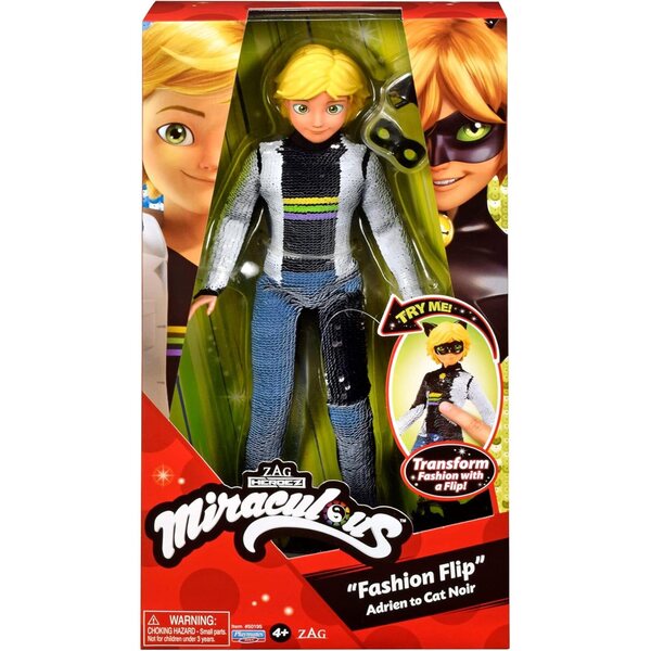 Miraculous Ladybug & Cat Noir Fashion Flip Adrien/Cat Black, gebrauchsfertiges Spielzeug