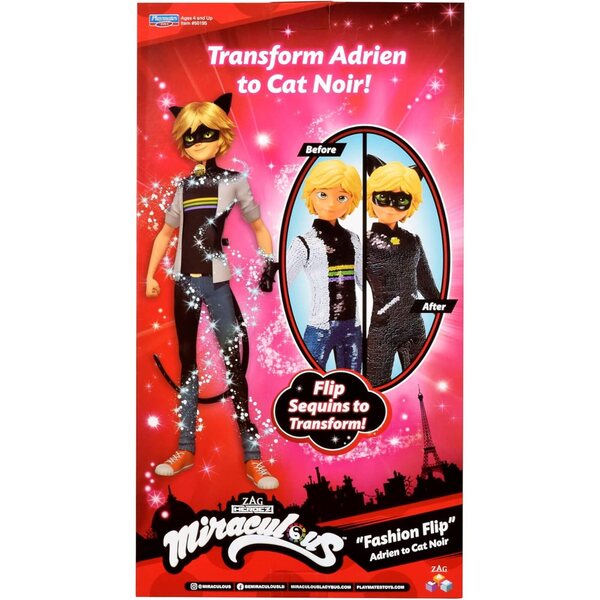 Miraculous Ladybug & Cat Noir Fashion Flip Adrien/Cat Black, gebrauchsfertiges Spielzeug
