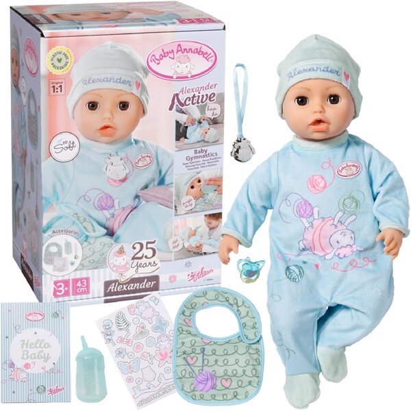 Baby Annabell Active Alexander 43 cm große Puppe mit realistischen Geräuschen und Bewegungen