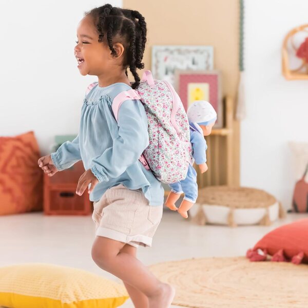 Corolle Zaino Portabambola Floreale Rosa S - Pratico e Regolabile per Bambini