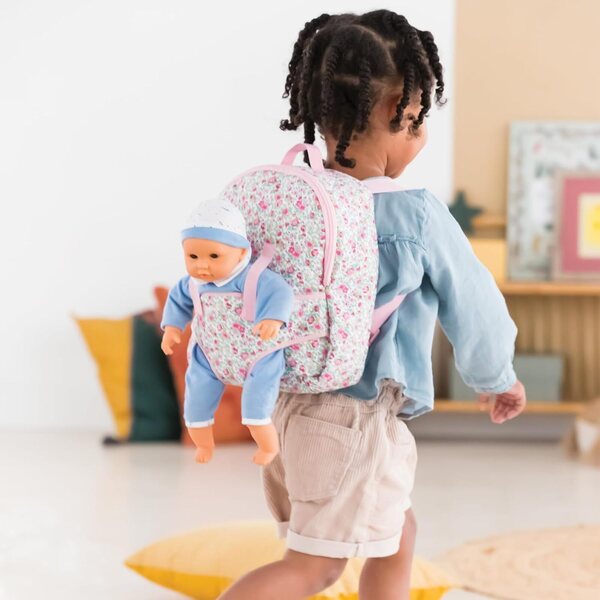 Corolle Zaino Portabambola Floreale Rosa S - Pratico e Regolabile per Bambini