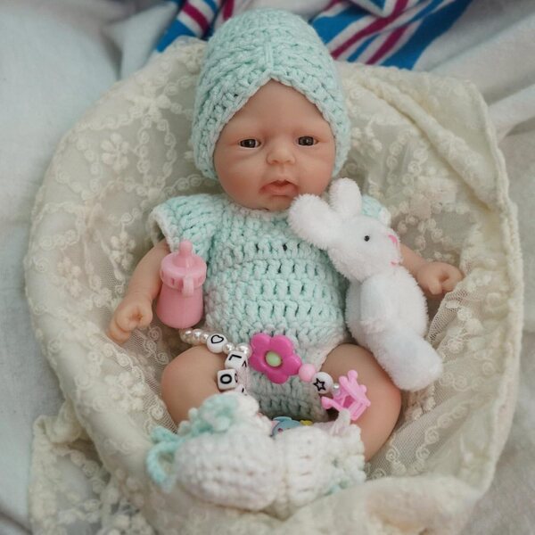 MYREBABY 7 Zoll Mini-Silikonpuppe, realistisches Neugeborenes, Ganzkörperpuppe für Mädchen