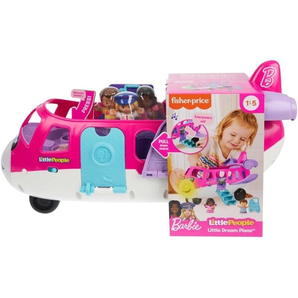 Fisher-Price Barbie Little People Traumflugzeug mit Lichtern, Geräuschen und Zubehör