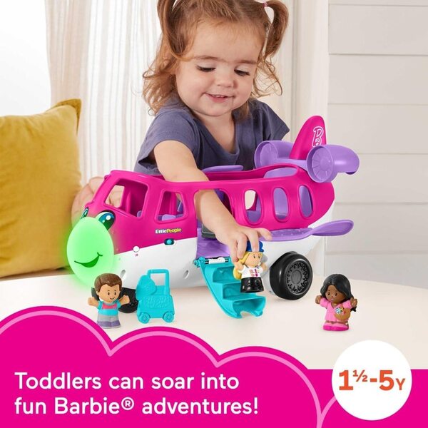 Fisher-Price Barbie Little People Traumflugzeug mit Lichtern, Geräuschen und Zubehör