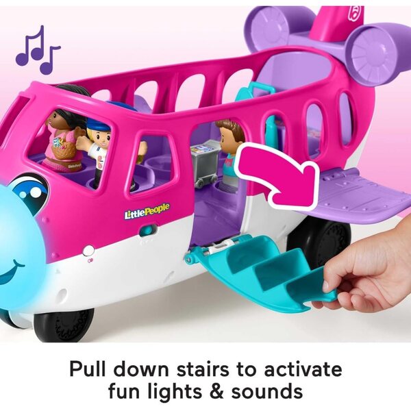 Fisher-Price Barbie Little People Traumflugzeug mit Lichtern, Geräuschen und Zubehör
