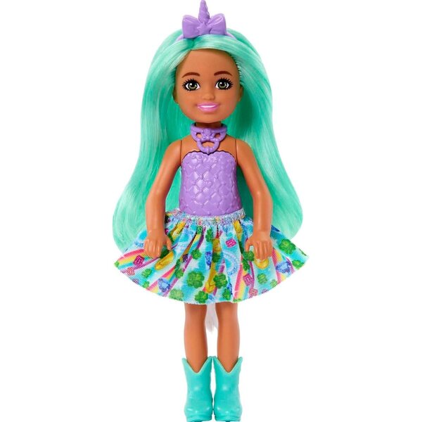 Barbie Dreamtopia Chelsea Einhornpuppe mit abnehmbarem Schwanz und grünen Haaren