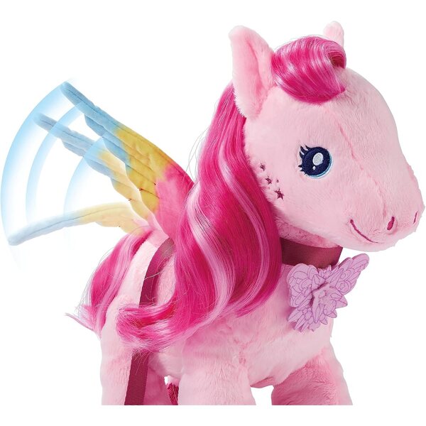 Barbie Pegasus glitzernde Flügel – magischer Plüsch 28 cm mit Geräuschen, Zubehör und Bewegung