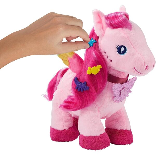 Barbie Pegasus glitzernde Flügel – magischer Plüsch 28 cm mit Geräuschen, Zubehör und Bewegung