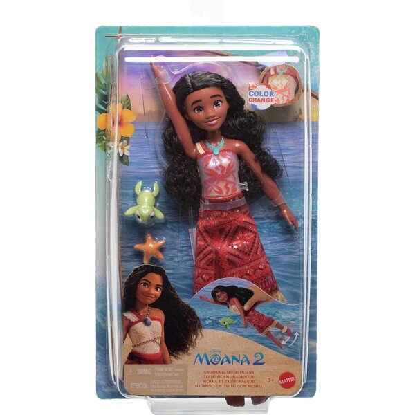 Bambola Moana 2 Mattel con corpetto che cambia colore e accessori, ispirata al film Disney
