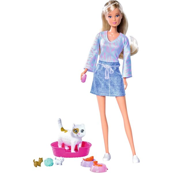 Steffi Love Baby Cats Puppe mit schwangerer Katze und Kätzchen, 29 cm, ab 3 Jahren